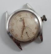 Rolex, a 1950's gents stainless steel Oyster wristwatch, the dial marked shock resisting, sub second