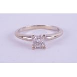 An 18ct white gold princess cut diamond ring, approx. 0.45ct, ring size I.