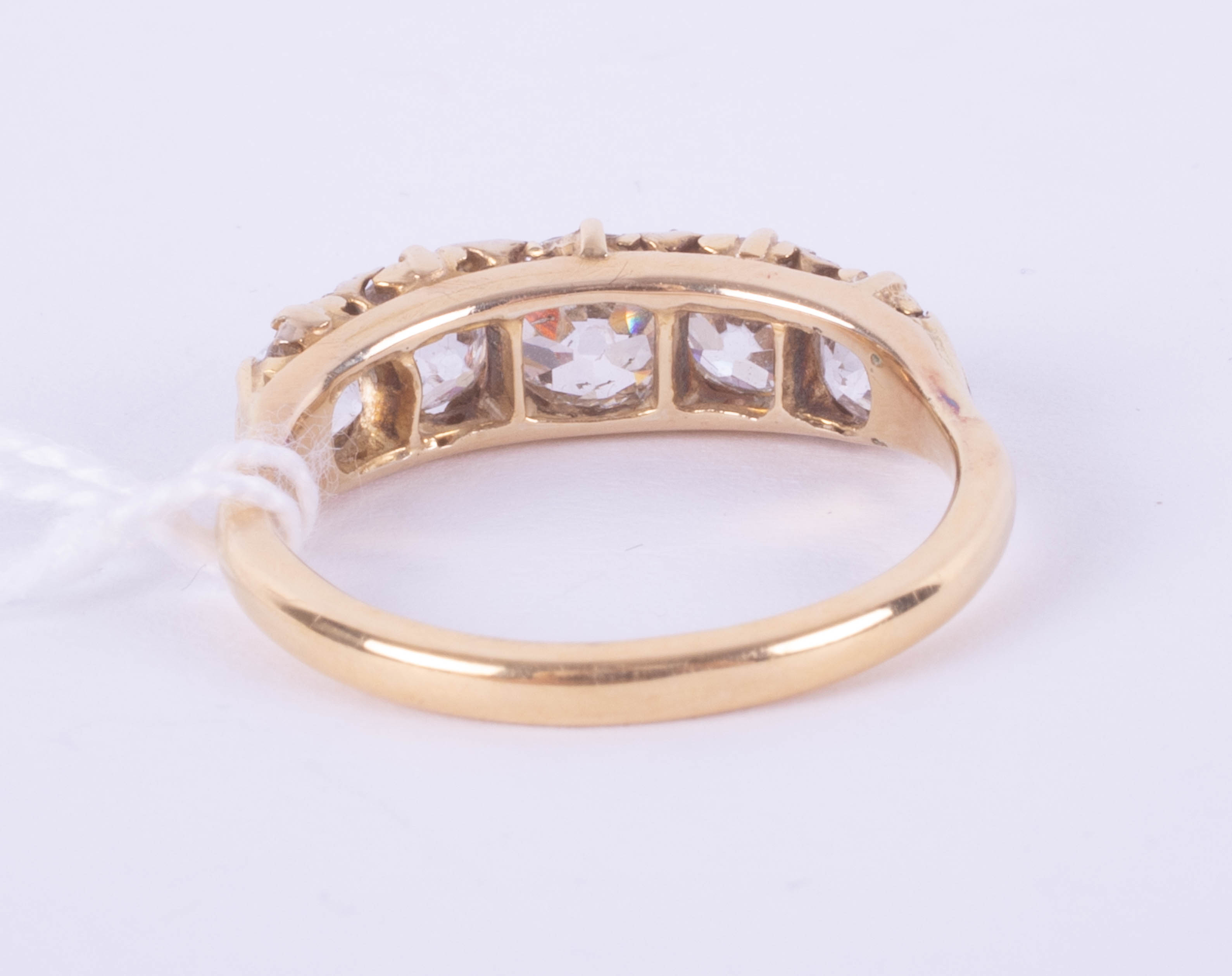 A good 18ct diamond five stone ring, diamond weight over 2ct, set in yellow gold, size R. - Image 6 of 9