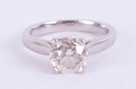 A diamond solitaire ring, approximately 1.90ct, set in platinum, size J, with copy of 2015 insurance