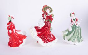 Three Royal Doulton Christmas figures including 'Christmas Day, 2005', 'Christmas