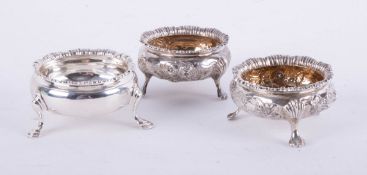 A pair of silver table salts, London, maker WCJL and another, approximately 5.31oz. (3).