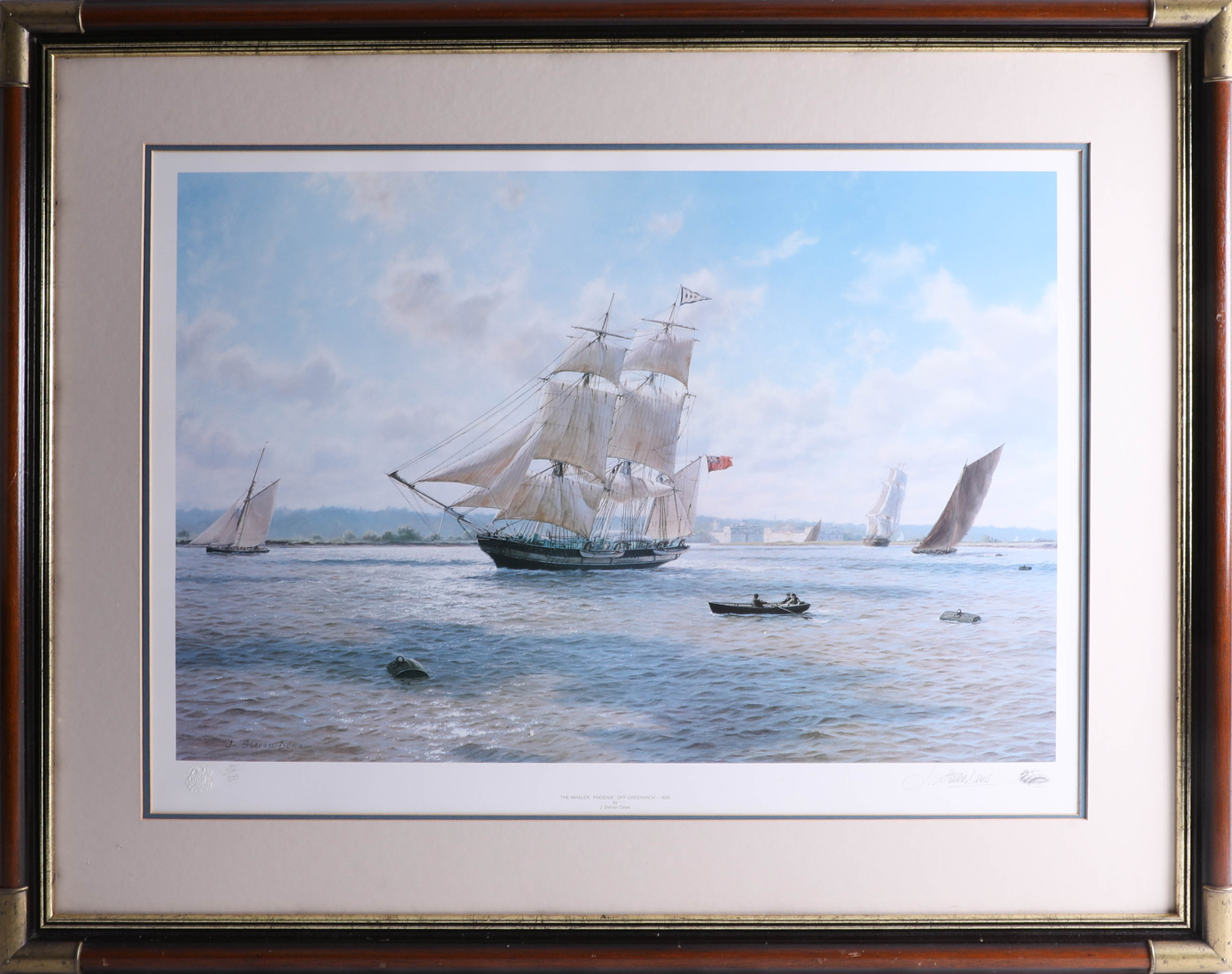 A collection of J.Steven Dews prints including 'Shamrock V racing off Yarmouth', 'The Whaler Phoenix - Image 2 of 5