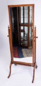 A mahogany framed cheval mirror, height 143cm.