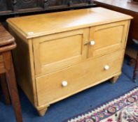 A low pine cupboard with drawer, width 95cm.