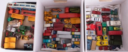 A collection of playworn cars, to include Corgi Batmobile, Matchbox Dodge Tractor,