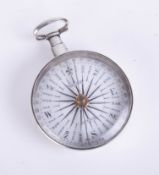 A 19th century silver pocket compass marked Dolland of London with very faint inscription inside the