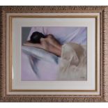 Domingo Carmen Gloria, (Barcelona), original pastel, 'Reclining I', 47cm x 55cm, framed and