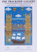 A Brian Pollard Poster, the Mayflower and London Bridge from the exhibition in London at the