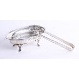 A silver sugar bowl with decorative pierced gallery on 4 Trifoil feet, Birmingham by Deakin and