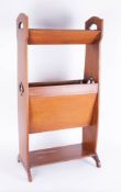 Inlaid book stand and trough of Arts and Crafts style, height 87cm.