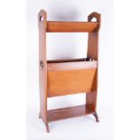 Inlaid book stand and trough of Arts and Crafts style, height 87cm.
