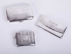 A silver stamp cigarette/cigarette case with monogram marked June 1907, together with a silver and