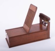 An antique mahogany cotton/wool winding machine, length 30cm, height 27cm.