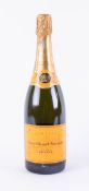 A bottle of Veuve Clicquot Ponsardin champagne.