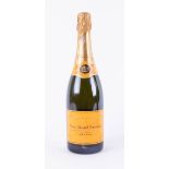 A bottle of Veuve Clicquot Ponsardin champagne.