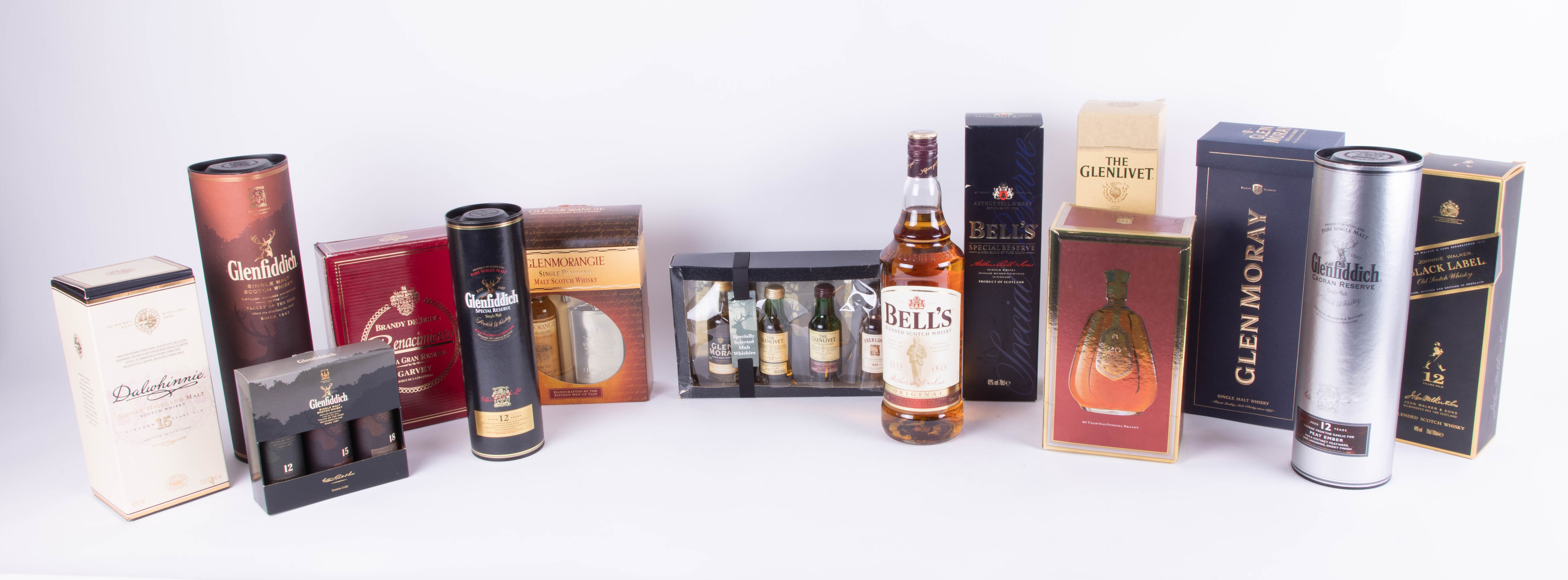 Collection of Whiskey and Brandy, comprising, 12 Whiskies/ Single Malts, and 2 Brandyold 70cl, Glen