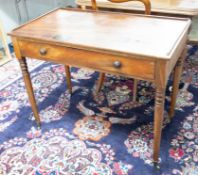 A Victorian mahogany side table with low three quarter gallery, fitted with a single drawer on