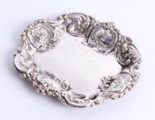 A rectangular silver embossed dish, Birmingham maker W.J.H, 12cm x 9.5cm.