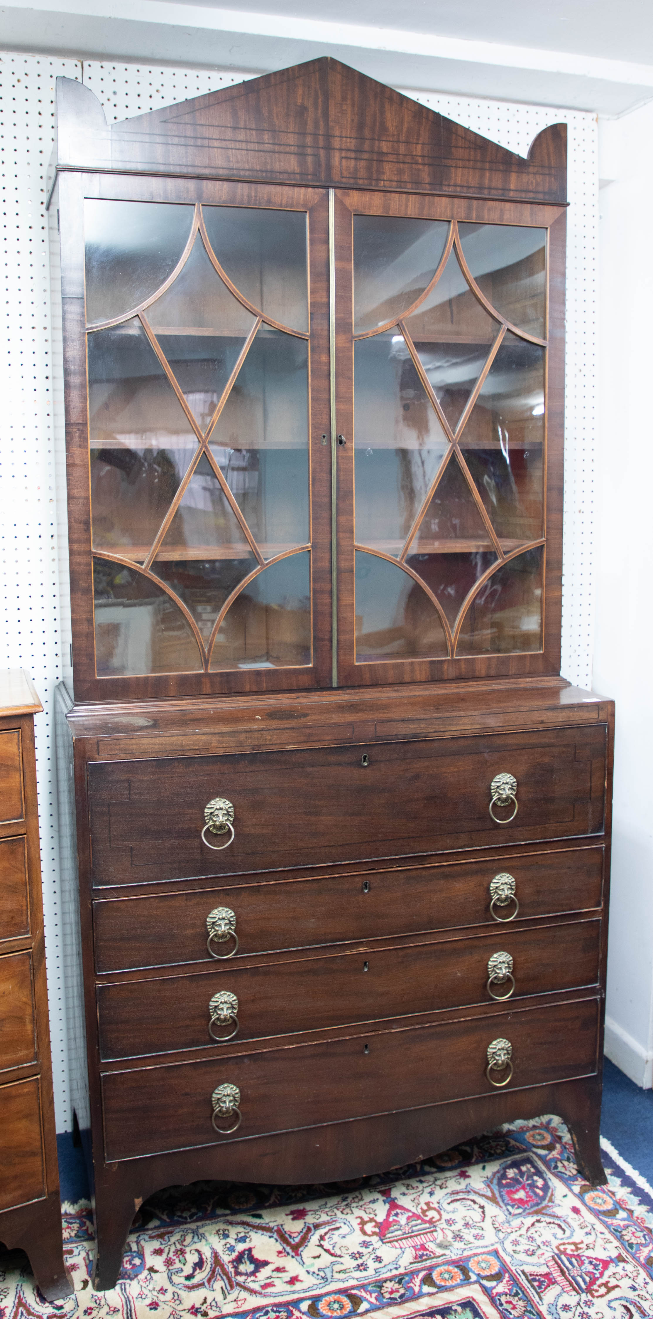 A Georgian mahogany secretaire bookcase, in two sections, (the upper section 1m 24cm
