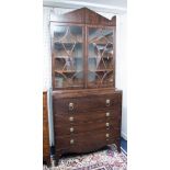 A Georgian mahogany secretaire bookcase, in two sections, (the upper section 1m 24cm