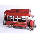 A tin model of a double decker 'General no. 27, London bus', length 42cm, height 24cm.