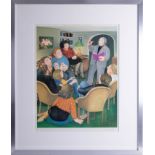 Beryl Cook, signed print, 'Poetry Reading', published by the Alexander Gallery, Bristol 1982, framed