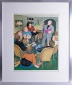 Beryl Cook, signed print, 'Poetry Reading', published by the Alexander Gallery, Bristol 1982, framed