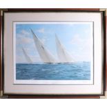 A collection of J.Steven Dews prints including 'Shamrock V racing off Yarmouth', 'The Whaler Phoenix