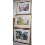 THREE FRAMED AND GLAZED ENDORSED LIMITED EDITION LANDSCAPE PRINTS AFTER ROBIN SMITH - 'AUTUMN IN