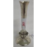 SILVER STEM VASE, MOULDED ABOVE CIRCULAR BASE WITH ROSE, HEIGHT 13CM, MARKS FOR BIRMINGHAM, 1971,