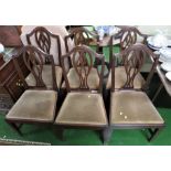 LATE 19TH CENTURY MAHOGANY DROP LEAF GATE LEG DINING TABLE AND SIX CHAIRS WITH DROP IN SEAT PADS