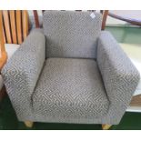 ARMCHAIR WITH GREY PATTERNED UPHOLSTERY