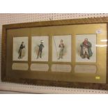 SET OF FOUR FRAMED AND GLAZED DICKENS PICKWICK PAPERS CHARACTERS