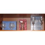 BOXED CRYSTAL - PAIR OF BRANDY GLASSES, TUDOR CRYSTAL VASE AND PAIR OF STUART WINE GLASSES