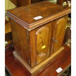 MAHOGANY COLLECTOR'S CABINET, TWO DOORS ENCLOSING THREE DRAWERS WITH FLUSH BRASS HANDLES, HEIGHT