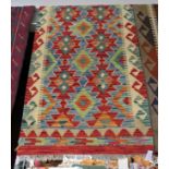 HAND WOVEN WOOLLEN MULTI COLOURED FLOOR RUNNER, 200CM X 64CM