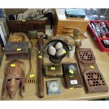 SELECTION OF TREEN ITEMS INCLUDING BOOK STAND, DUCK ORNAMENT, TRUNCHEON, JEWELLERY BOX AND OTHER