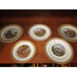 FIVE PRATT WARE PLATES - CLASSICAL RUINS NO 123, VILLAGE SCENE, 'IL PENSEROSO', WATERING CATTLE