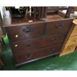 MAHOGANY CHEST OF TWO SHORT OVER TWO LONG DRAWERS WITH METAL HANDLES