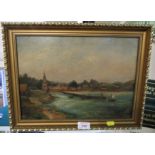 OIL ON CANVAS OF HARBOUR SCENE, (24.5CM X 34.5CM), SIGNED AND DATED LOWER RIGHT, PERHAPS F ALDREN(?)