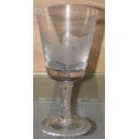 ETCHED GLASS GOBLET COMMEMORATING ROYAL SHAKESPEARE THEATRE CENTENARY 1875-1975, AIR TWIST STEM,