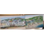 TWO FRAMELESS PICTURES OF CORNISH HARBOUR AND COASTAL SCENES