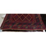 HAND KNOTTED RED GROUND FLOOR RUG, 123CM X 111CM