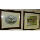 TWO FRAMED AND GLAZED WATERCOLOURS BY ELEANOR LUDGATE - OTTER AND GREY WAGTAIL