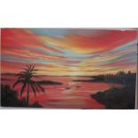 FRAMELESS CANVAS PICTURE 'BERMUDA SUNSET'