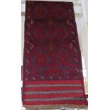 RED GROUND HAND KNOTTED FLOOR RUNNER, 245CM X 59CM