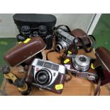 THREE VINTAGE FILM CAMERAS - KODAK RETINETTE 1A AND 1B AND REGULA SPRINTY, TOGETHER WITH PAIR OF