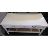 LAURA ASHLEY RECTANGULAR TWO TIER COFFEE TABLE WITH TWO DRAWERS IN BEIGE PAINTED FINISH