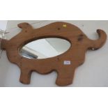 FUN OVAL WALL MIRROR IN WOODEN PIG SHAPED FRAME